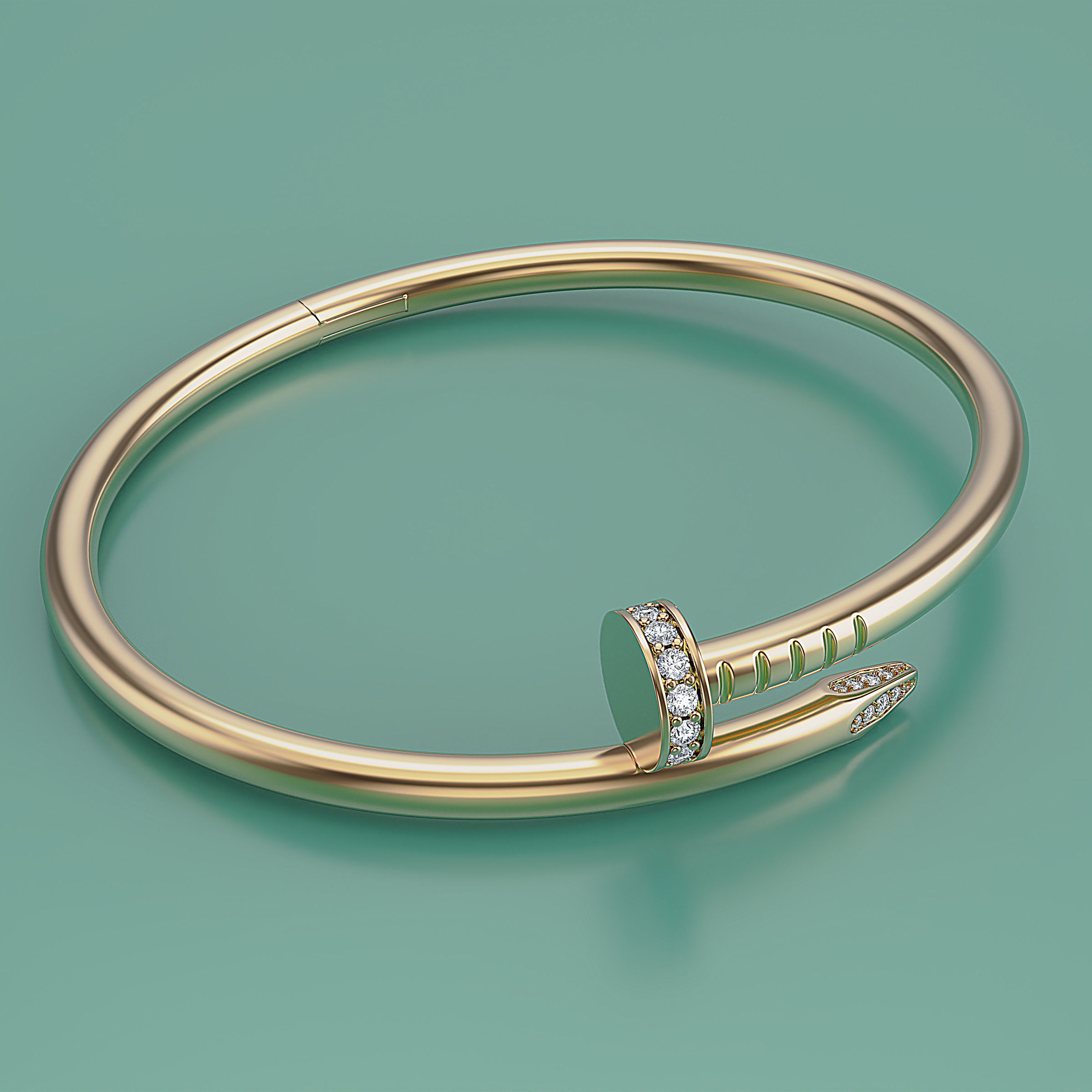 bracelet-size-17-3d-model-3c4c415aa7 צמיד מזהב 18K בעיצוב מסמר מעוגל – תמונה 1