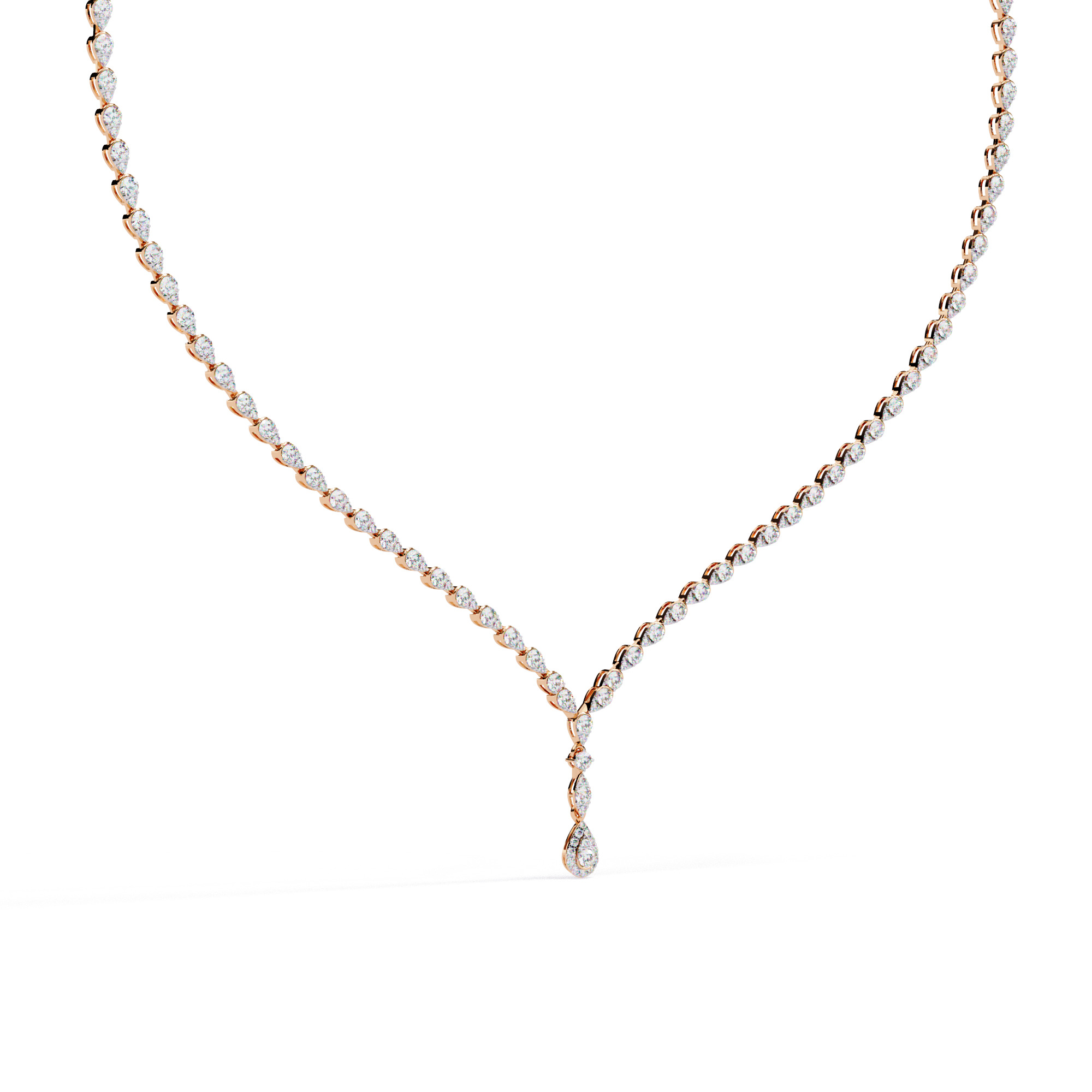 diamond-necklace-360-animation-renders-3dm-stl-details-3d-mo שרשרת טניס רציפת יהלומים עם תליון טיפת יהלום – תמונה 1